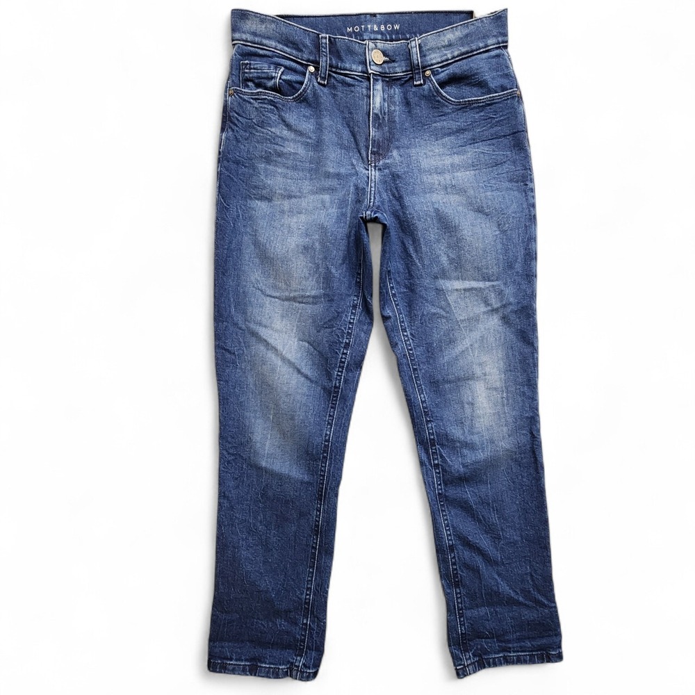 Mott and Bow Boyfriend Jeans Womens 28x28 (Fits as 28x27) Mid-Rise Stretch Blue‎